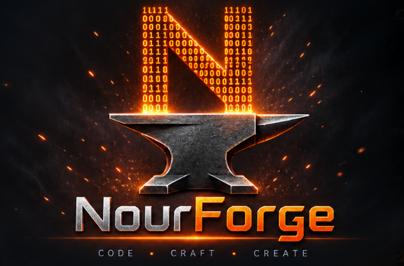 NourForge logo with anvil and Code Craft Create branding